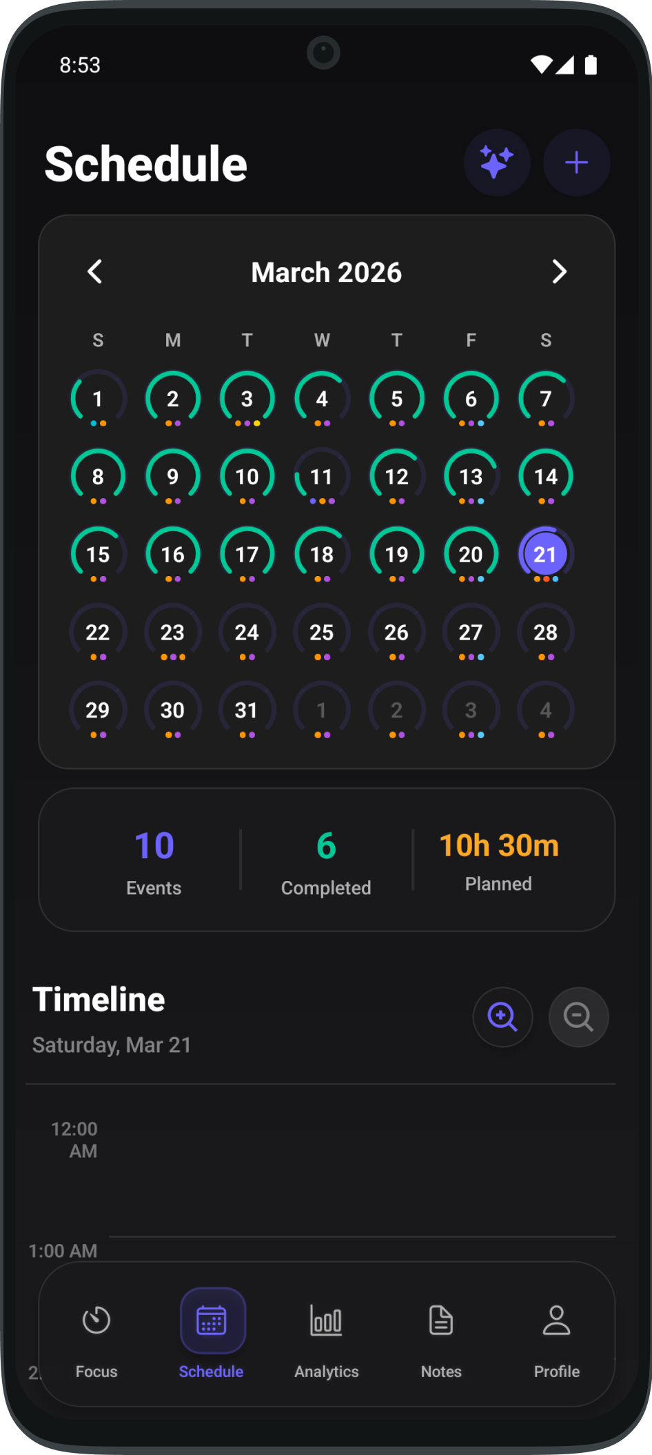 FocusPro Schedule - Dark Mode