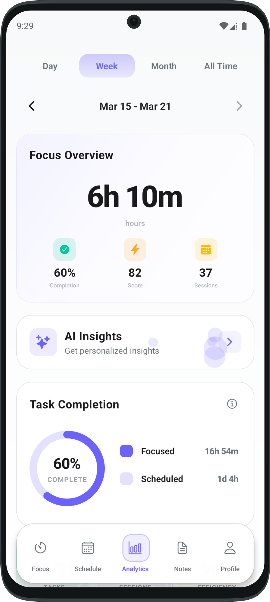FocusPro Analytics - Light Mode